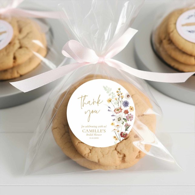 Sticker Rond Merci de jardin fleur sauvage (Garden Summer Bridal Shower Thank you sticker)