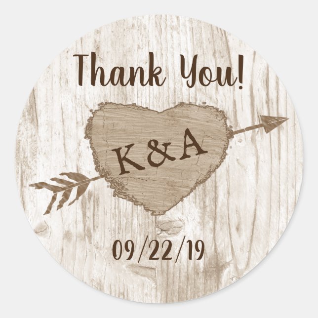 Sticker Rond Merci de la collection de Mariages d'arbre cardiaq (Devant)