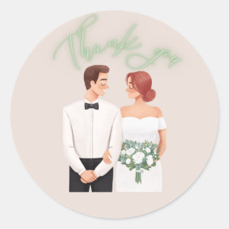 Sticker Rond Merci de la mariée et de la mariée