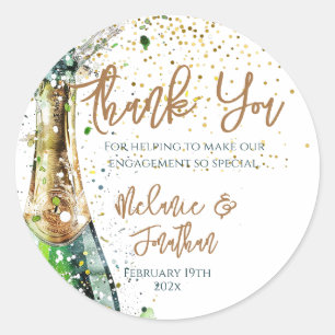 Sticker Rond Merci de la partie d'engagement Bubbly Bottle