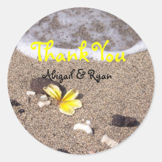 Sticker Rond Merci de la Plumeria jaune
