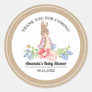 Sticker Rond Merci de lapin doux Favoriser Baby shower