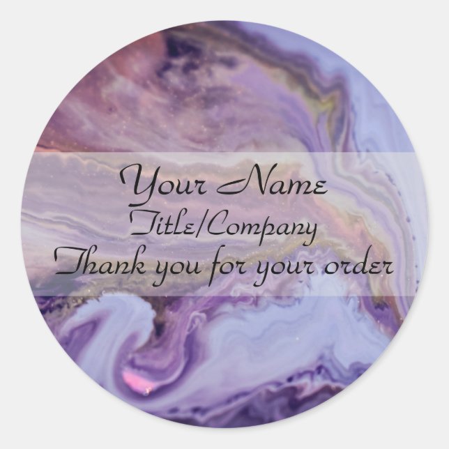 Sticker Rond Merci de l'élégante coiffure en marbre violet (Devant)