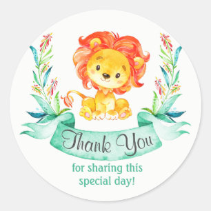 Sticker Rond Merci de lion d'aquarelle