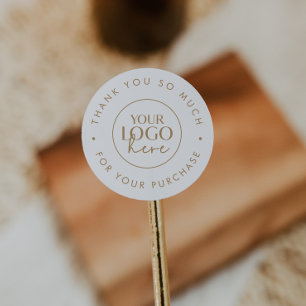 Sticker Rond Merci De Logo D'Entreprise Chic Gold Pour Commande