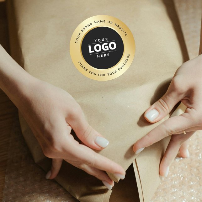 Sticker Rond Merci de logo noir métal or de luxe (Créateur téléchargé)