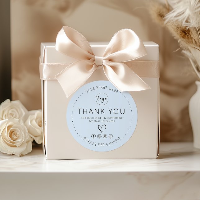Sticker Rond Merci de logo pour votre commande (Light Blue Sticker Logo Thank you for your order)