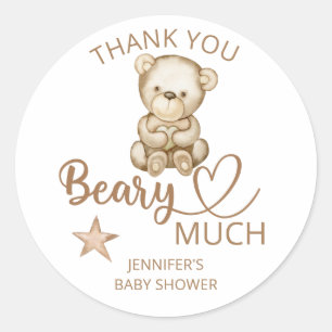 Sticker Rond Merci de l'ours en peluche