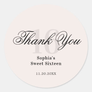 Sticker Rond Merci de Luxe Élégant Rose Sweet 16
