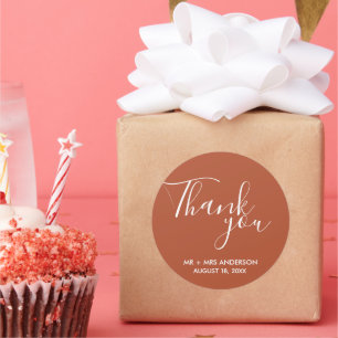 Sticker Rond Merci de Mariage Boho en terre rouille