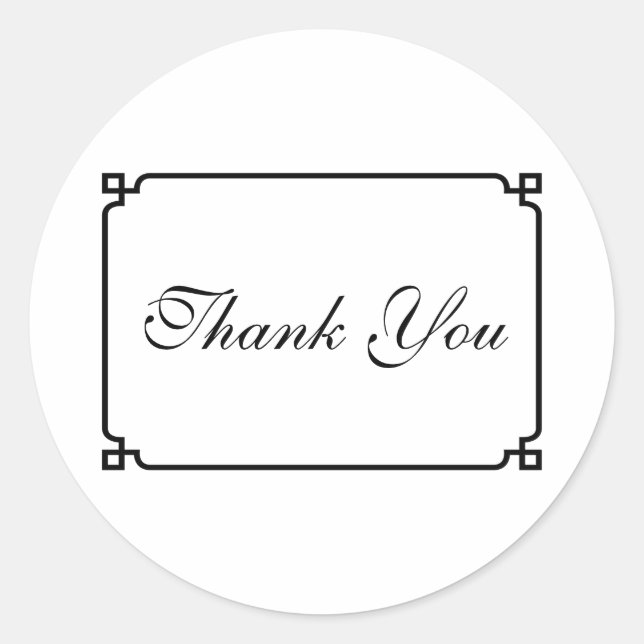 Sticker Rond Merci de Mariage chic Black Deco (Devant)