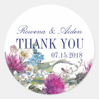 Sticker Rond Merci de Mariage de chardon écossais