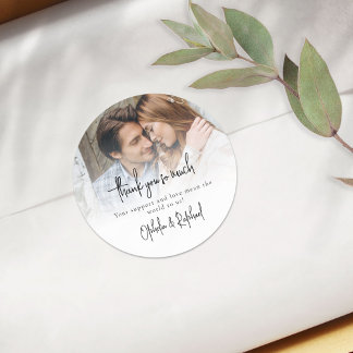 Sticker Rond Merci de Mariage de script de superposition de pho