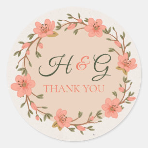 Sticker Rond Merci de mariage du jardin floral