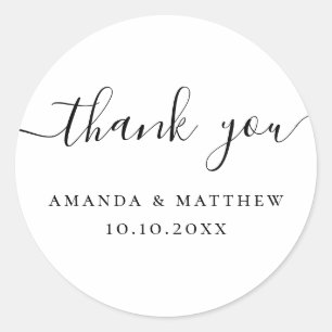 Sticker Rond Merci de mariage Favori de calligraphie minimali