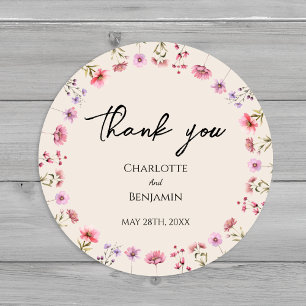 Sticker Rond Merci de Mariage Fleur sauvage moderne