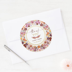 Sticker Rond Merci de Mariage Fleur sauvage Vibrant Meadow