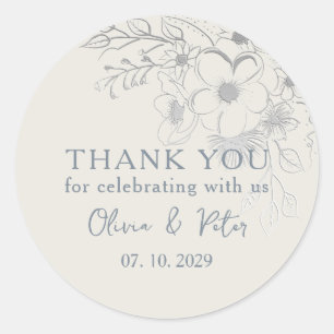 Sticker Rond Merci de mariage floral vintage