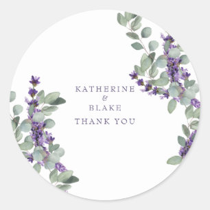 Sticker Rond Merci de Mariage Lavande et Eucalyptus