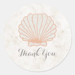 Sticker Rond Merci de Mariage Orange Rustique Seashell