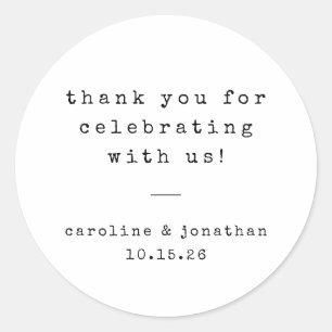 Sticker Rond Merci de mariage personnalisé Retro White