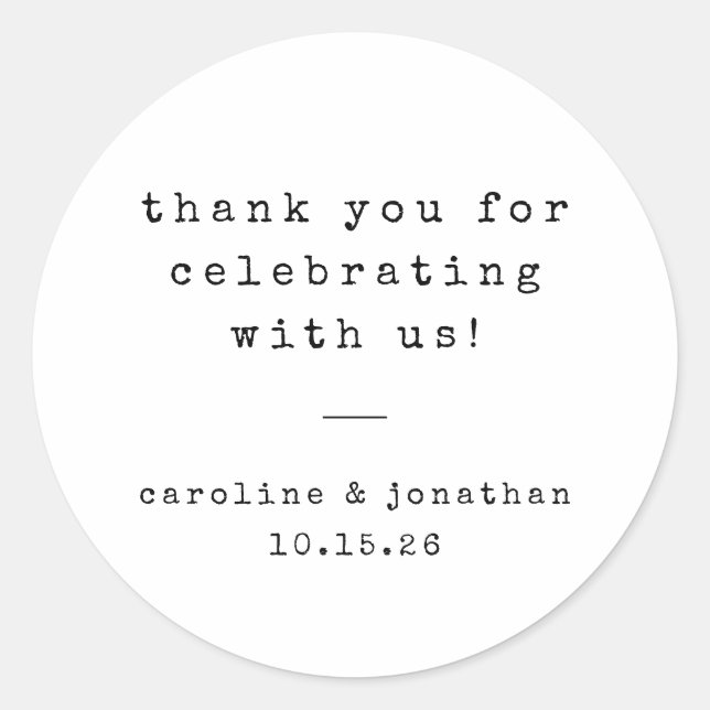 Sticker Rond Merci de mariage personnalisé Retro White (Devant)