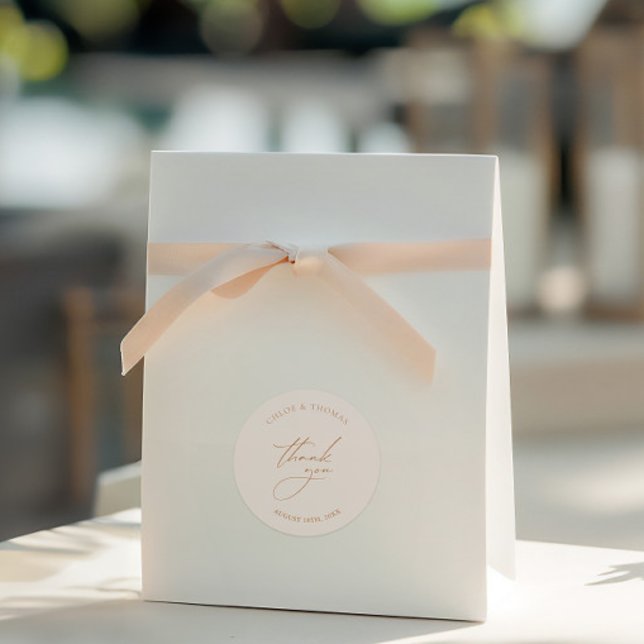 Sticker Rond Merci de mariage simple et élégant Favoriser (Elegant Pearl Wedding Thank You Classic Round Sticker)