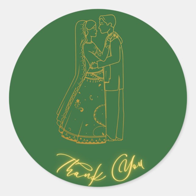 Sticker Rond Merci de mariée et mariée 2 (Devant)