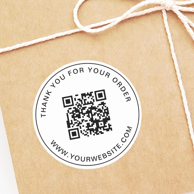 Sticker Rond Merci de Modèle de code QR d'entreprise rose (Créateur téléchargé)