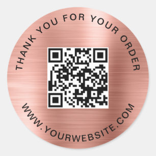 Sticker Rond Merci de Modèle de code QR d'entreprise rose