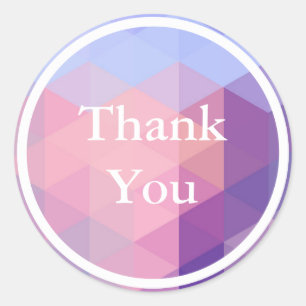 Sticker Rond Merci de motif géométrique Pastel Blue violet