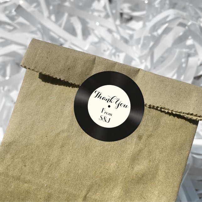 Sticker Rond Merci de musique Retro Faux Vinyl (Créateur téléchargé)