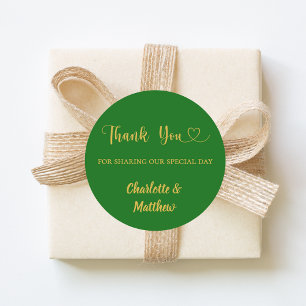 Sticker Rond Merci de partager notre journée de mariage vert ém