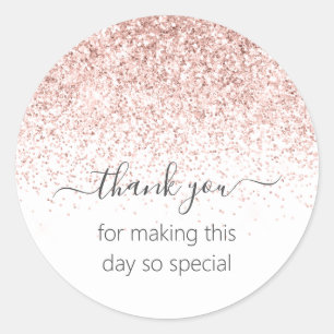Sticker Rond Merci de Parties scintillant rose