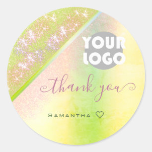 Sticker Rond Merci de pluie de Boho vert naturel Ombre Parties