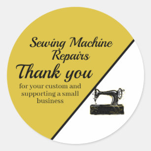 Sticker Rond Merci de réparation de machine à coudre élégant