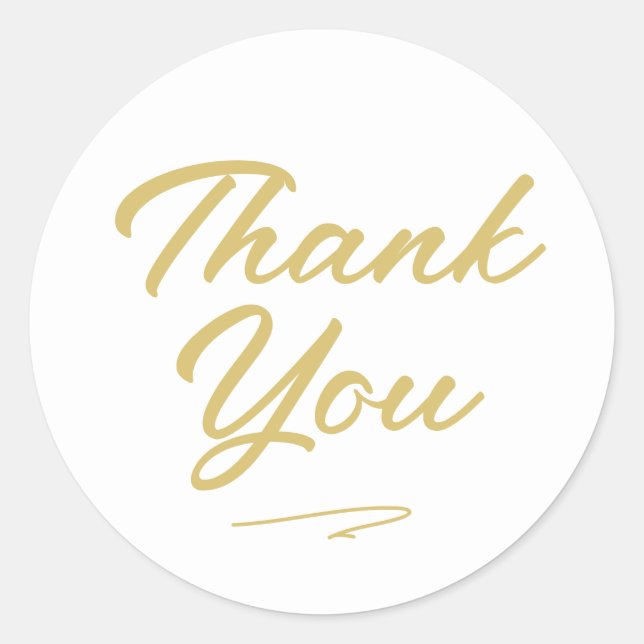 Sticker Rond Merci de script manuscrit Faux Gold moderne (Devant)