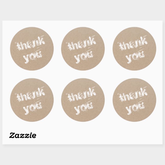 Sticker Rond Merci de script moderne simple Carton classique R (Feuille)