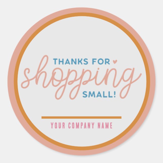 Sticker Rond Merci de Shopping Small Custom Business (Devant)