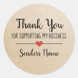 Sticker Rond Merci de soutenir mon entreprise kraft script