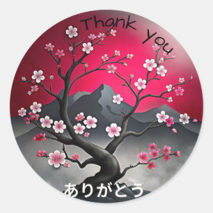 Sticker Rond Merci de style japonais