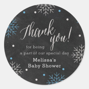 Sticker Rond Merci de tableau de bord du Baby shower d'hiver
