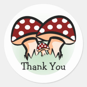 Sticker Rond Merci de trois champignons