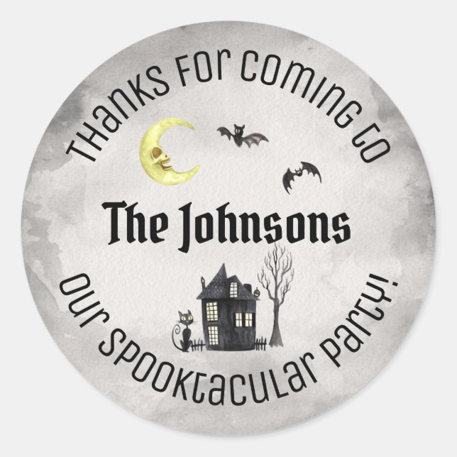 Sticker Rond Merci De Venir Spooktacular Halloween Party Favor (Devant)