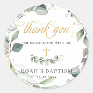 Sticker Rond Merci de verdure russe Wreath Gold Christening