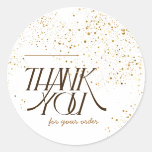Sticker Rond Merci de votre commande - Élégant paillettes dorée