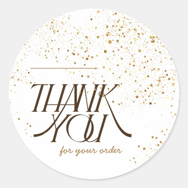 Sticker Rond Merci de votre commande - Élégant paillettes dorée (Devant)