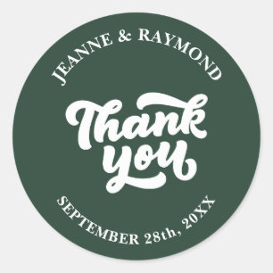 Sticker Rond Merci délicat Sage Vert Mariage Favoriser
