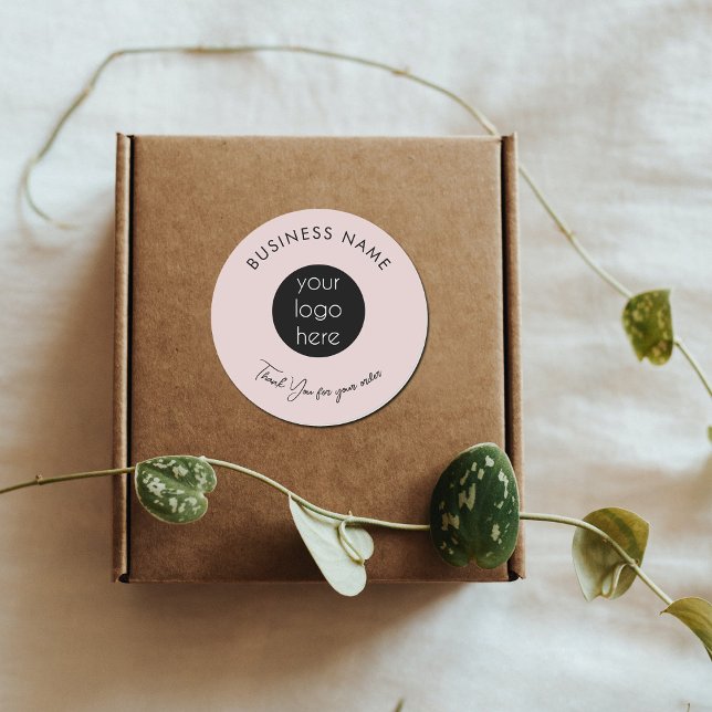 Sticker Rond Merci d'emballage de logo rose pour entreprise (Créateur téléchargé)
