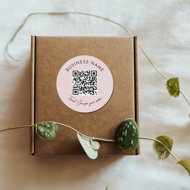 Sticker Rond Merci d'emballage rose produit QR Code (Créateur téléchargé)